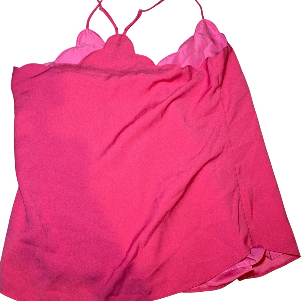 J. Crew Vibrant Pink Scalloped Top